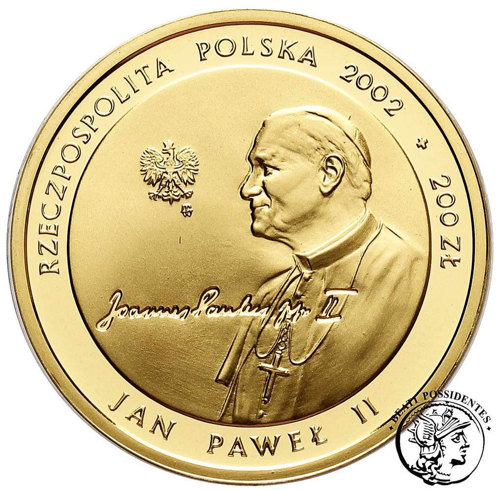 Polska III RP 200 złotych 2002 Jan Paweł II  Pontifex Maximus st. L