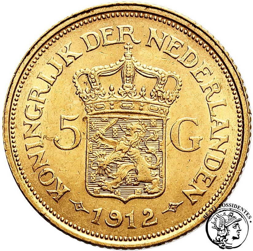 Holandia 5 Guldenów 1912 Wilhelmina st.2-