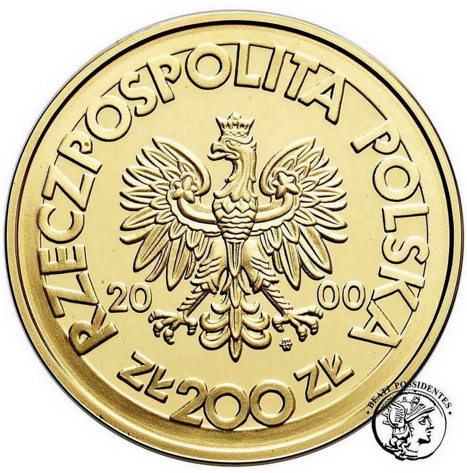 Polska III RP 200 złotych 2000 Solidarność - emalia st. L stempel lustrzany