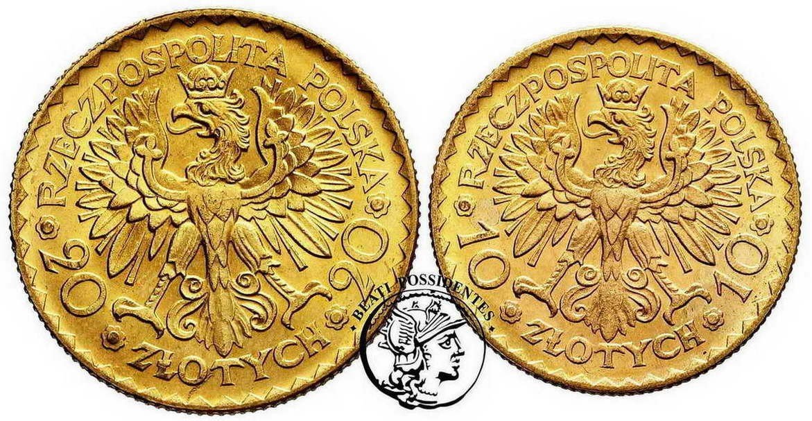 Polska II RP Zestaw 10 + 20 złotych 1925 Chrobry st. 1-/1