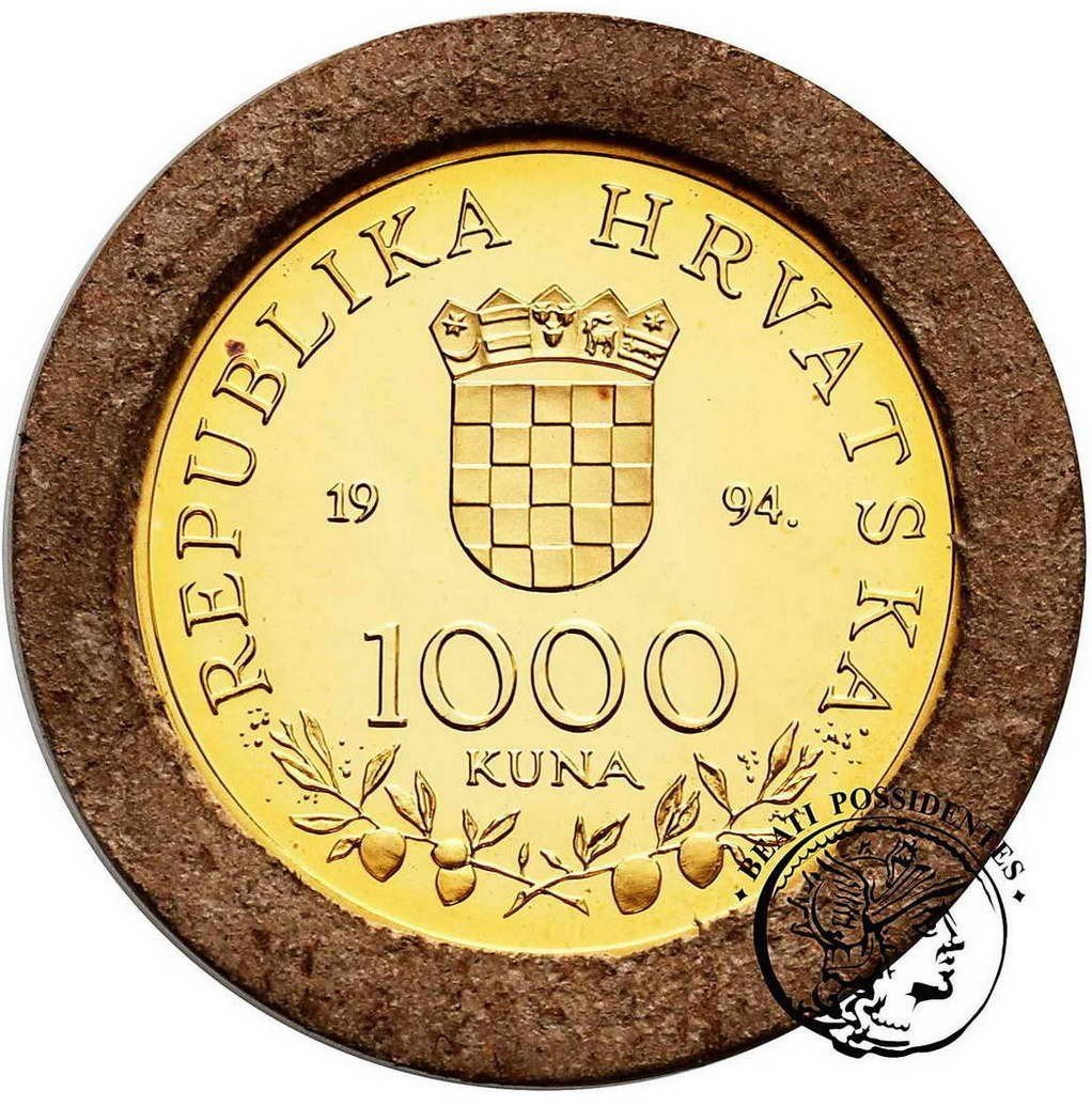 Chorwacja Jan Paweł II 1994 1000 Kuna st. L-/L stempel lustrzany