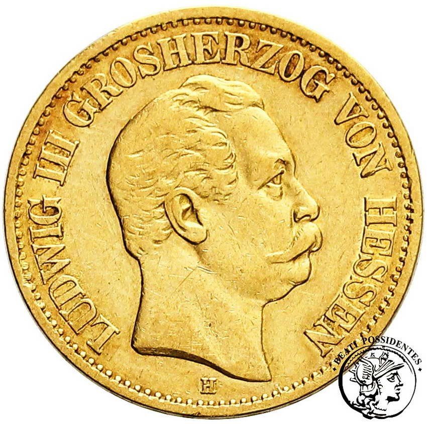 Niemcy Hesja 10 Marek 1872 st.3+
