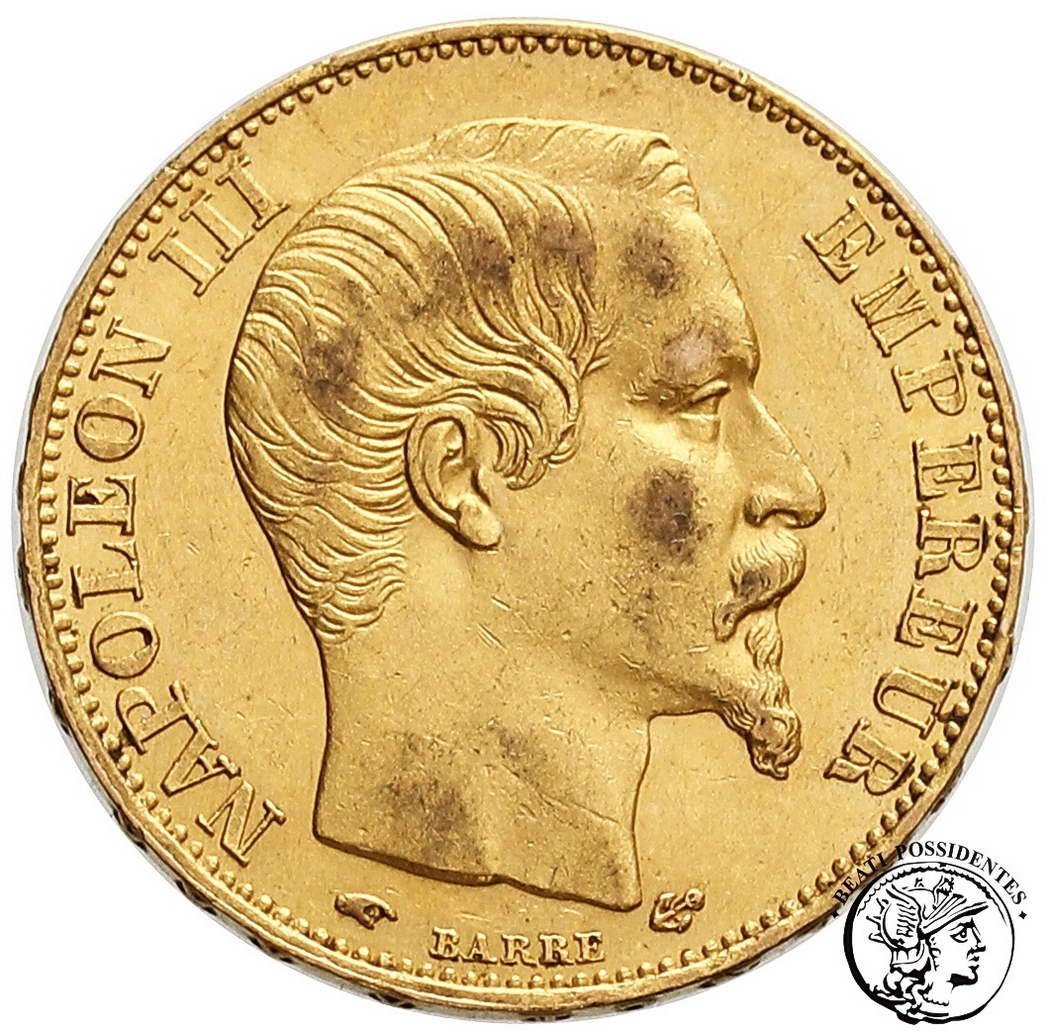 Francja Napoleon III 20 franków 1855 A-Paryż st. 3+