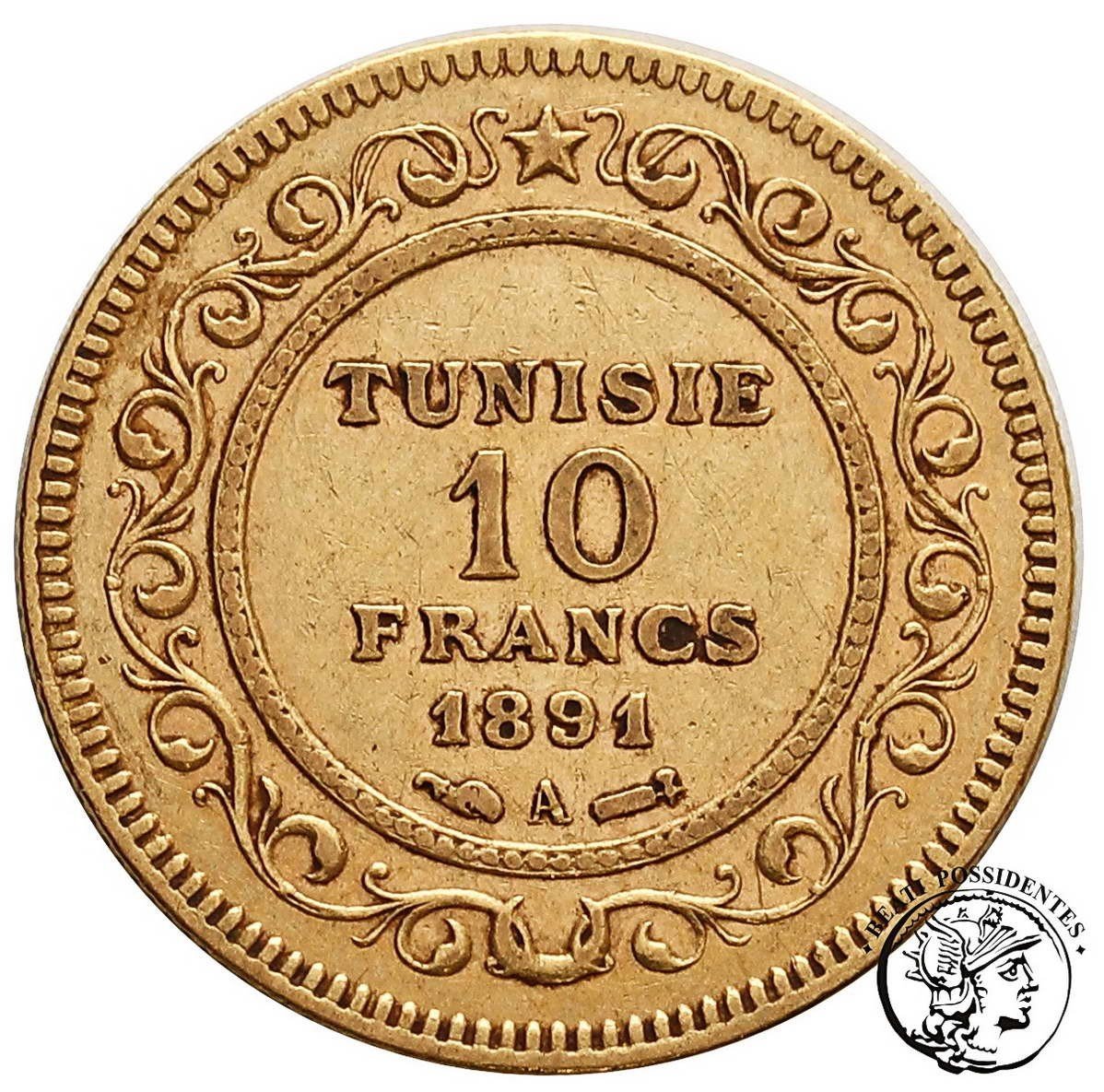 Tunezja 10 franków 1891 kolonia francuska st. 3+
