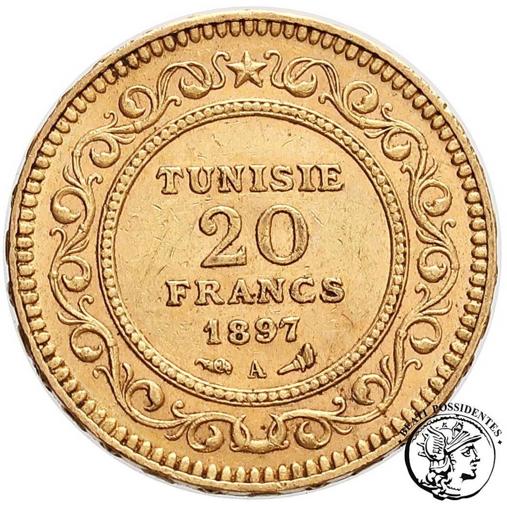 Tunezja 20 franków 1897 kolonia francuska st. 3+