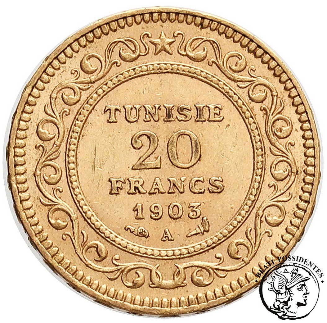 Tunezja 20 franków 1903 kolonia francuska st. 3+