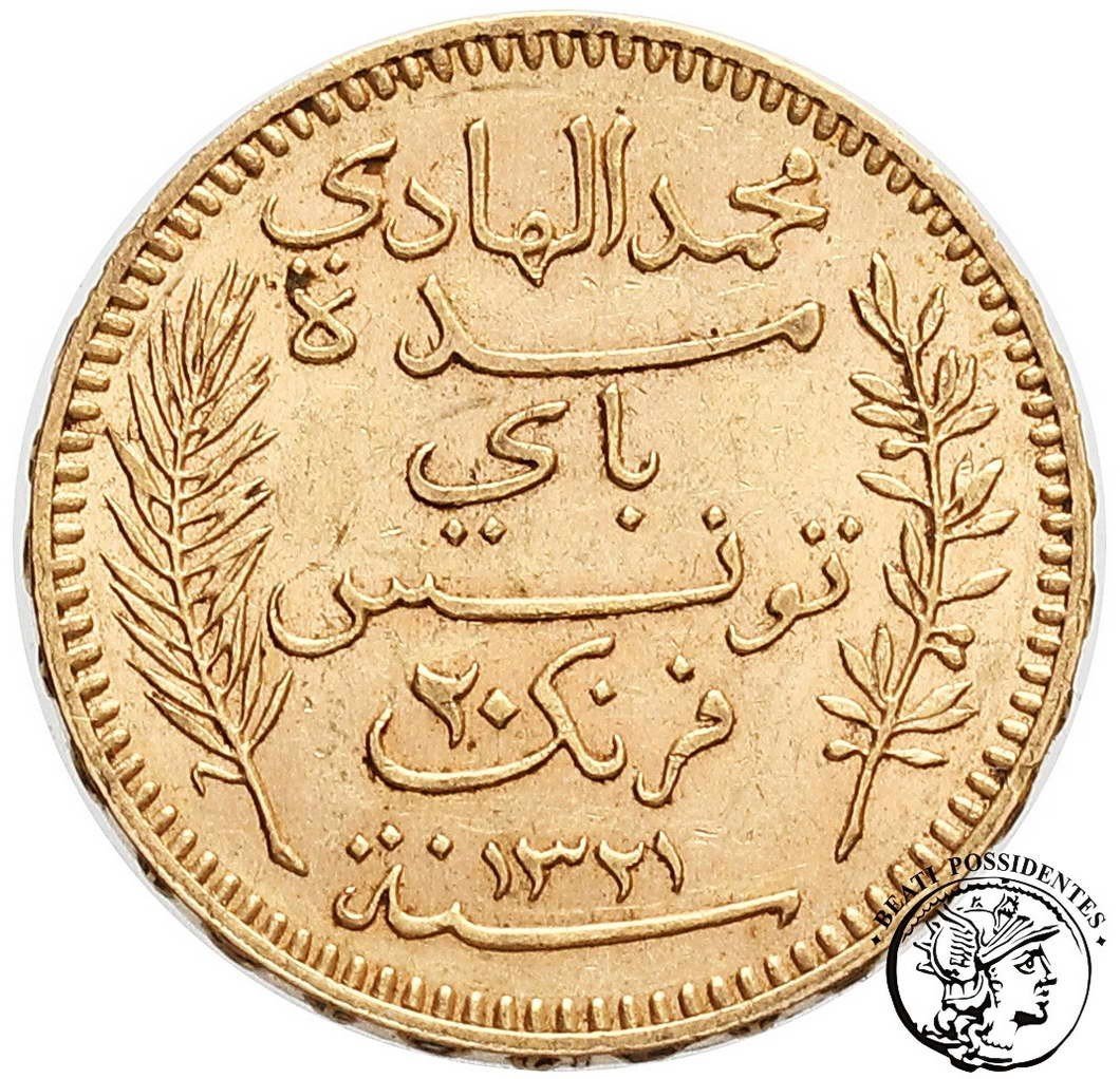 Tunezja 20 franków 1903 kolonia francuska st. 3+