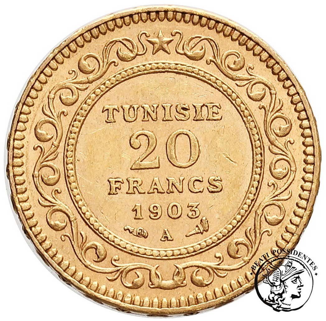 Tunezja 20 franków 1903 kolonia francuska st. 3+/2-