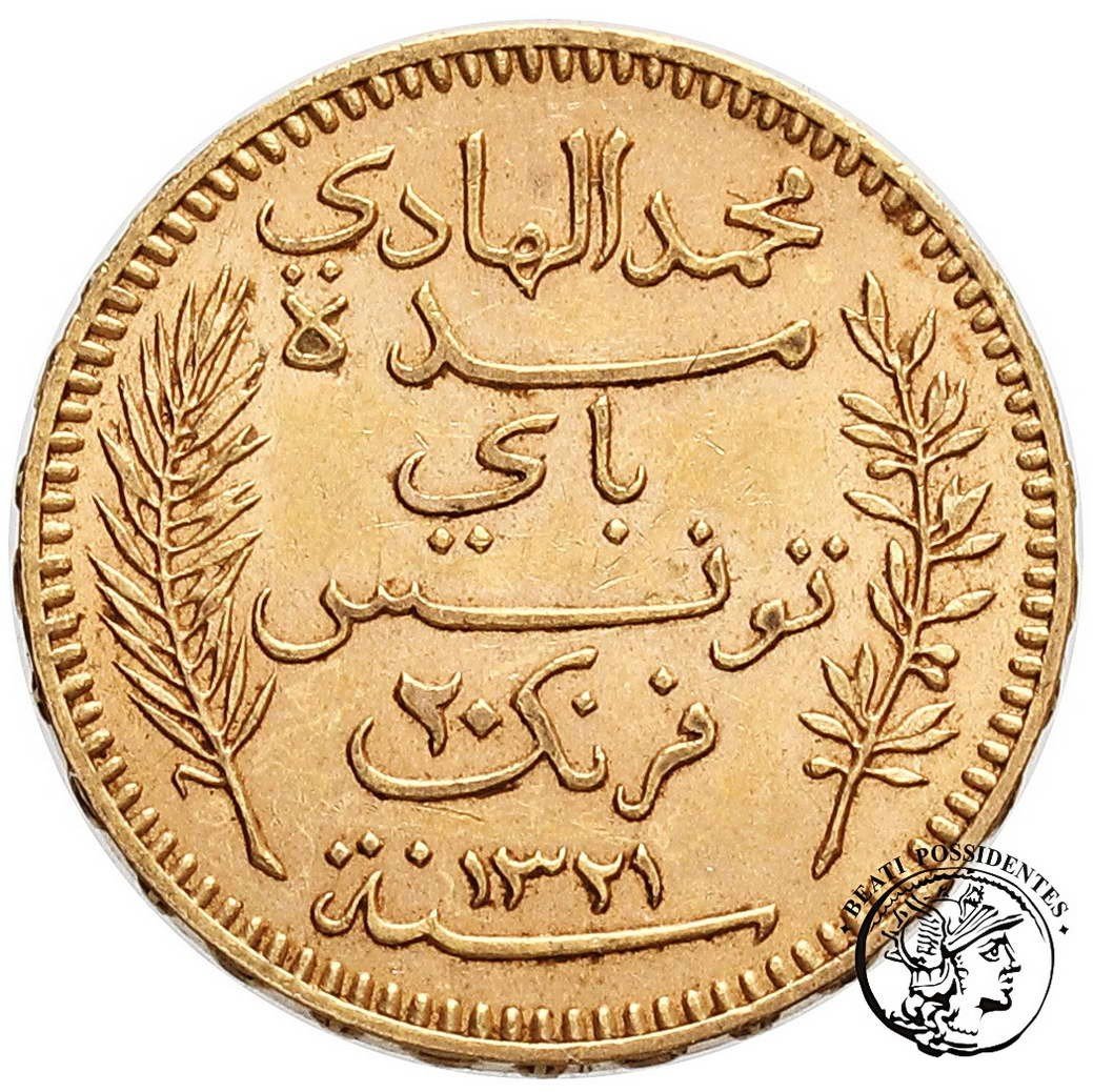 Tunezja 20 franków 1903 kolonia francuska st. 3+/2-