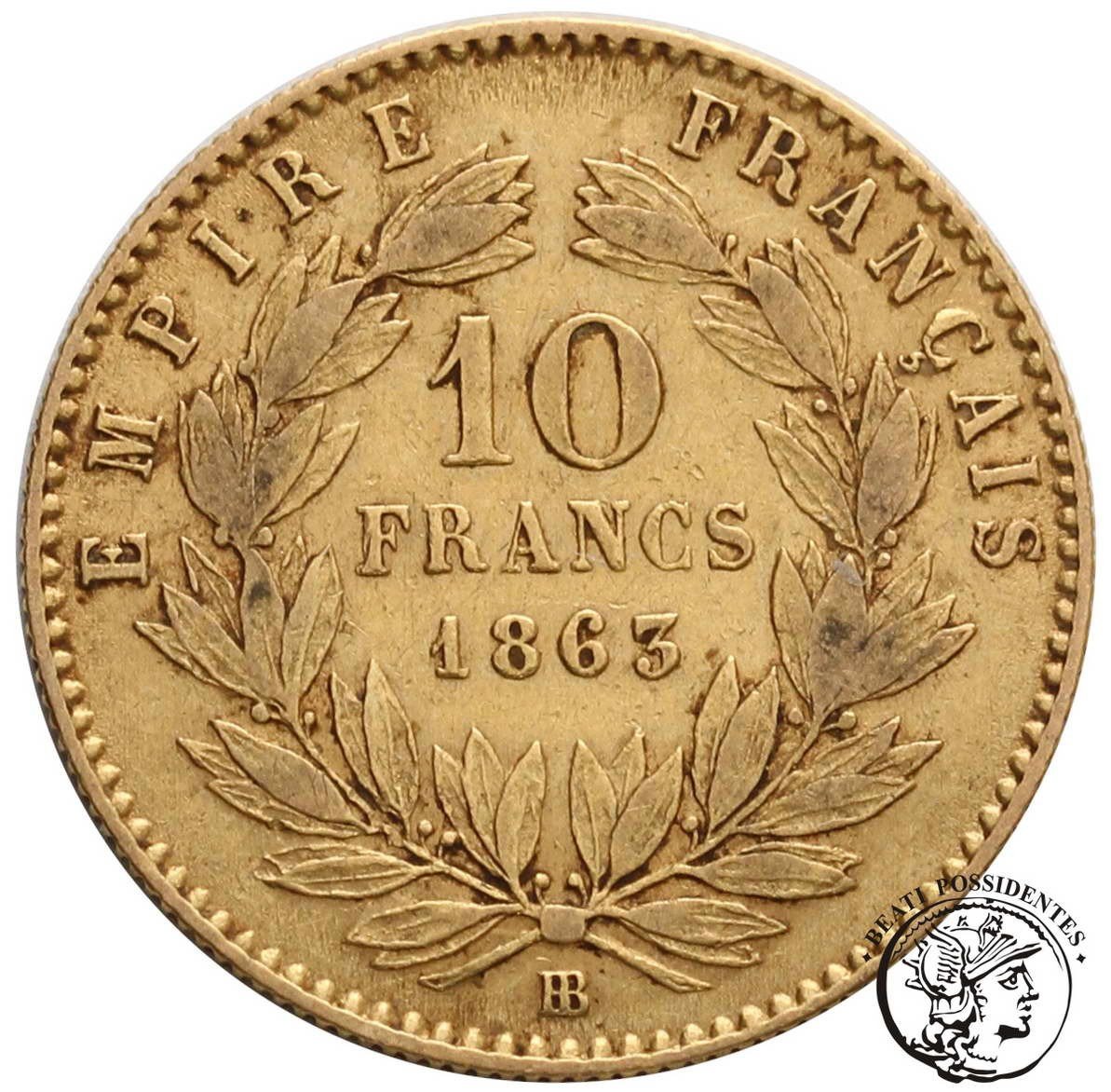 Francja Napoleon III 10 franków 1863 BB-Strasbourg st. 3