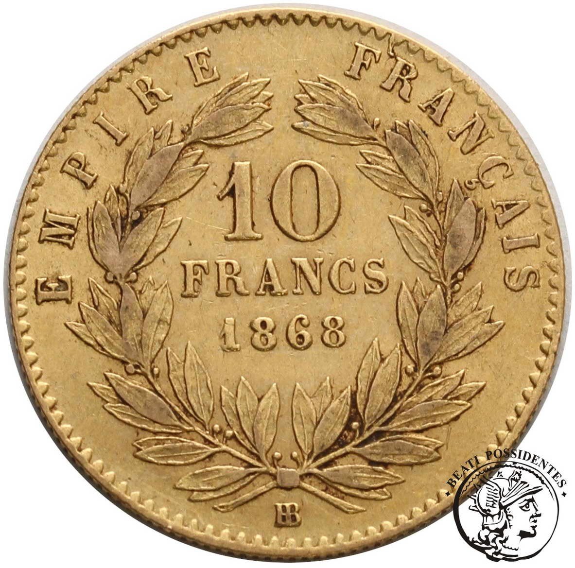 Francja Napoleon III 10 franków 1868 BB-Strasbourg st. 3