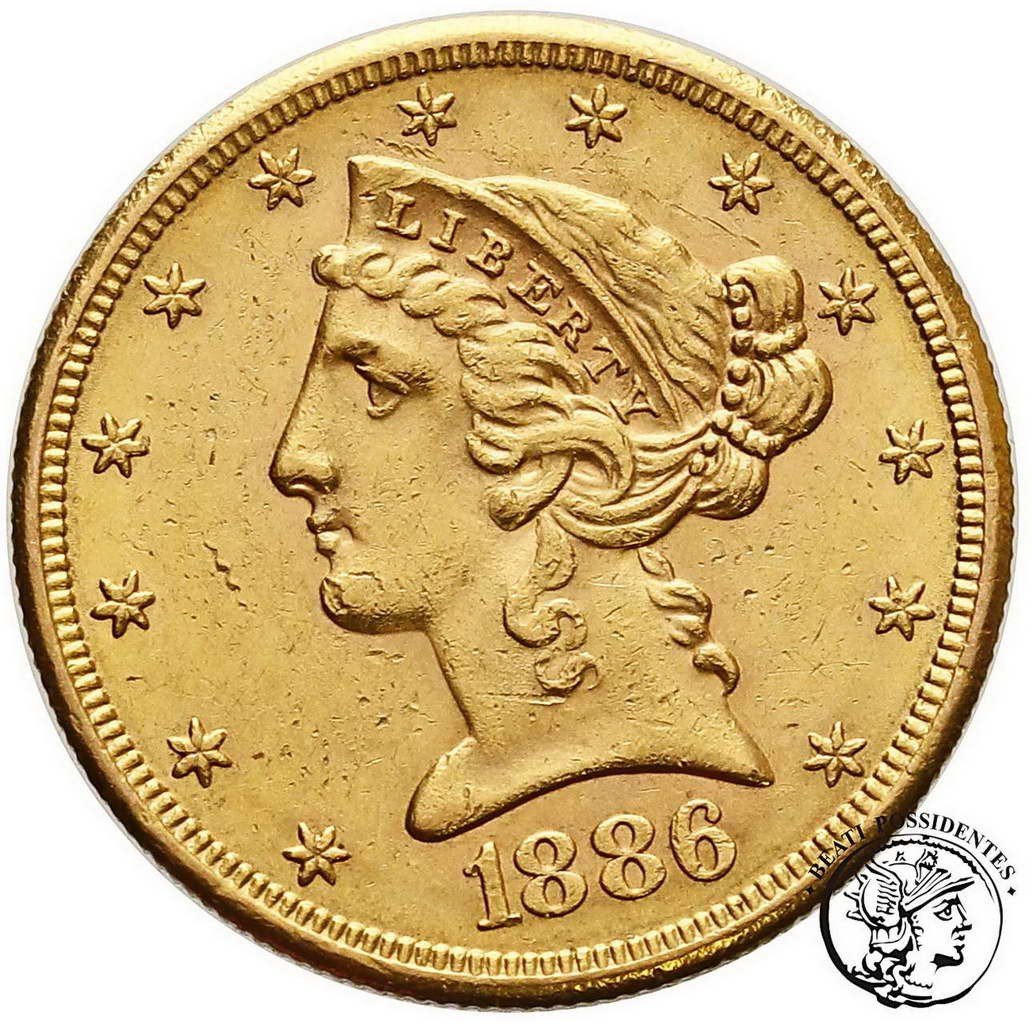 USA 5 dolarów 1886 S-San Francisco st. 2