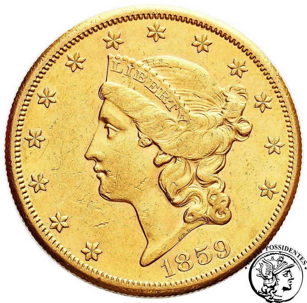 USA 20 dolarów 1859 ''S'' San Francisco st.3+