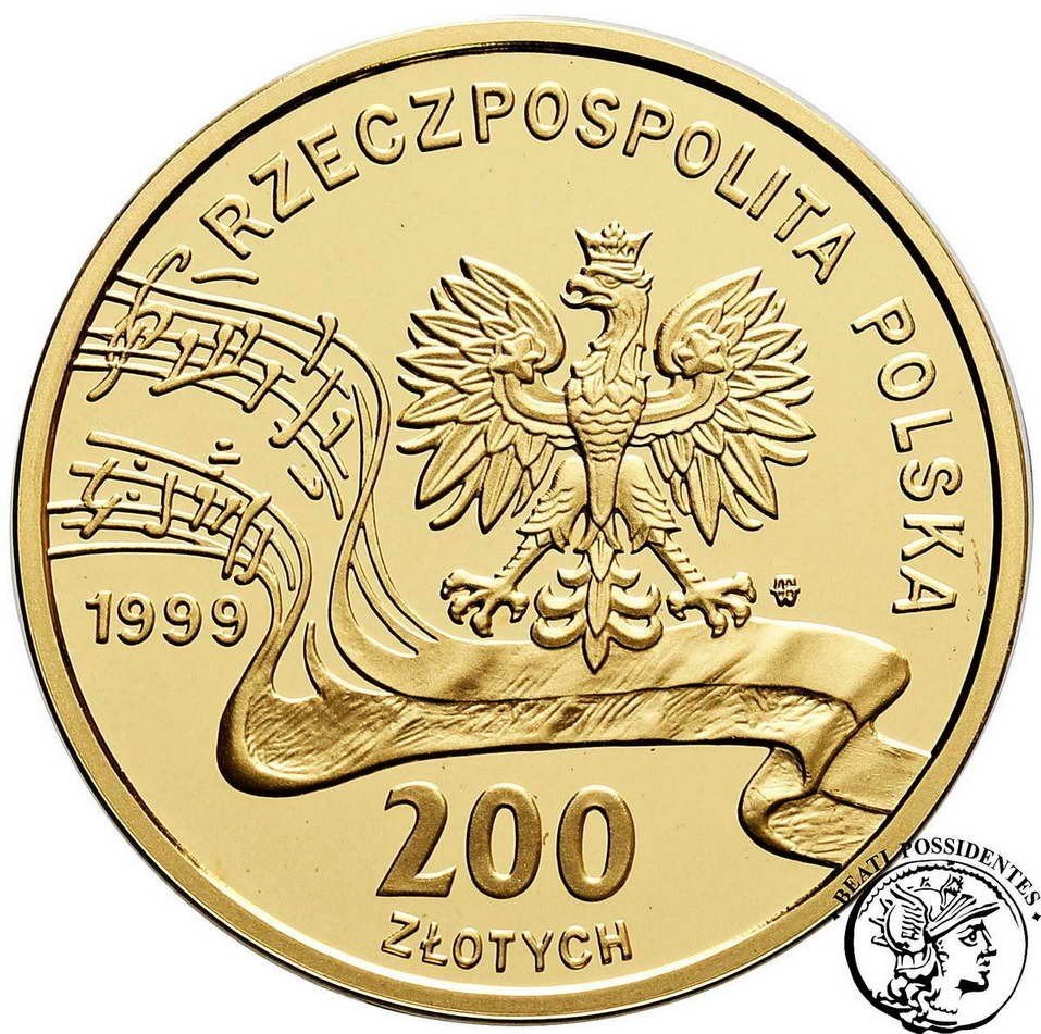 Polska III RP 200 złotych 1999 Fryderyk Chopin Rocznica Śmierci st.L