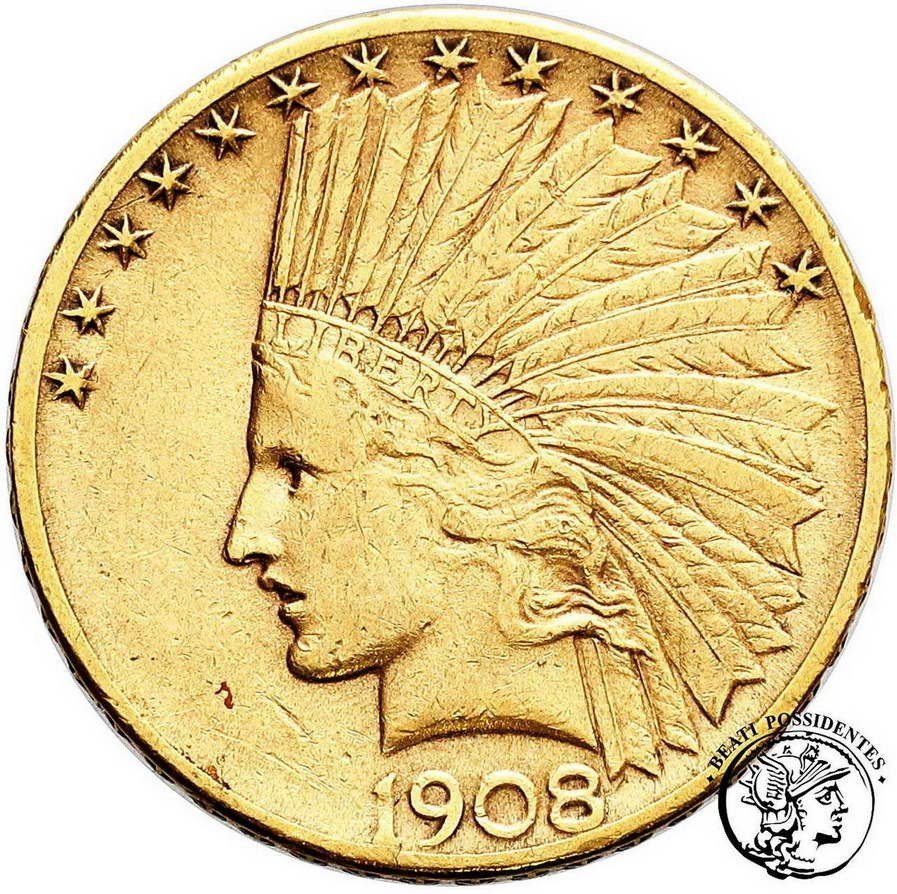 USA 10 dolarów 1908 ''S'' (motto) st.3