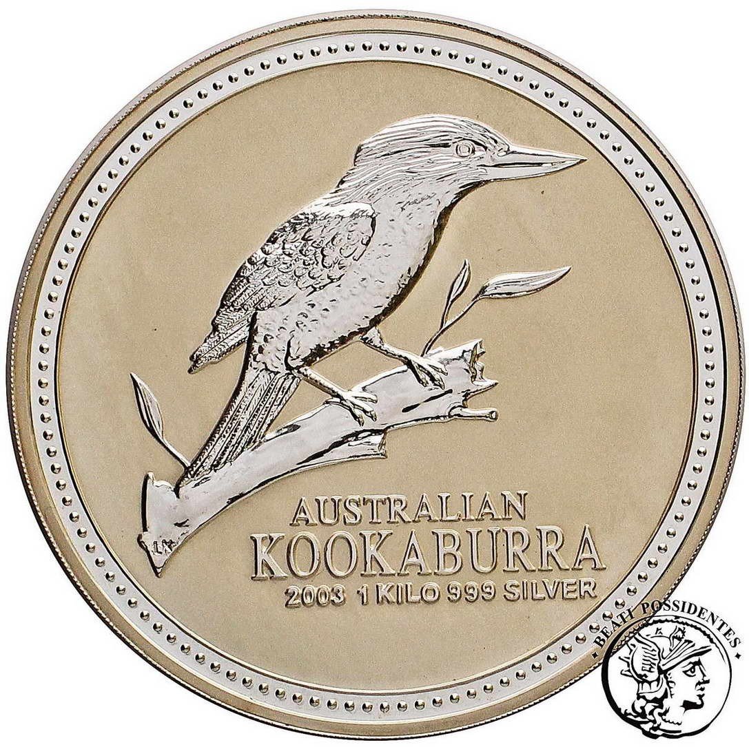 Australia 30 Dolarów 2003 Kookaburra 1 kg Ag .999 st.L