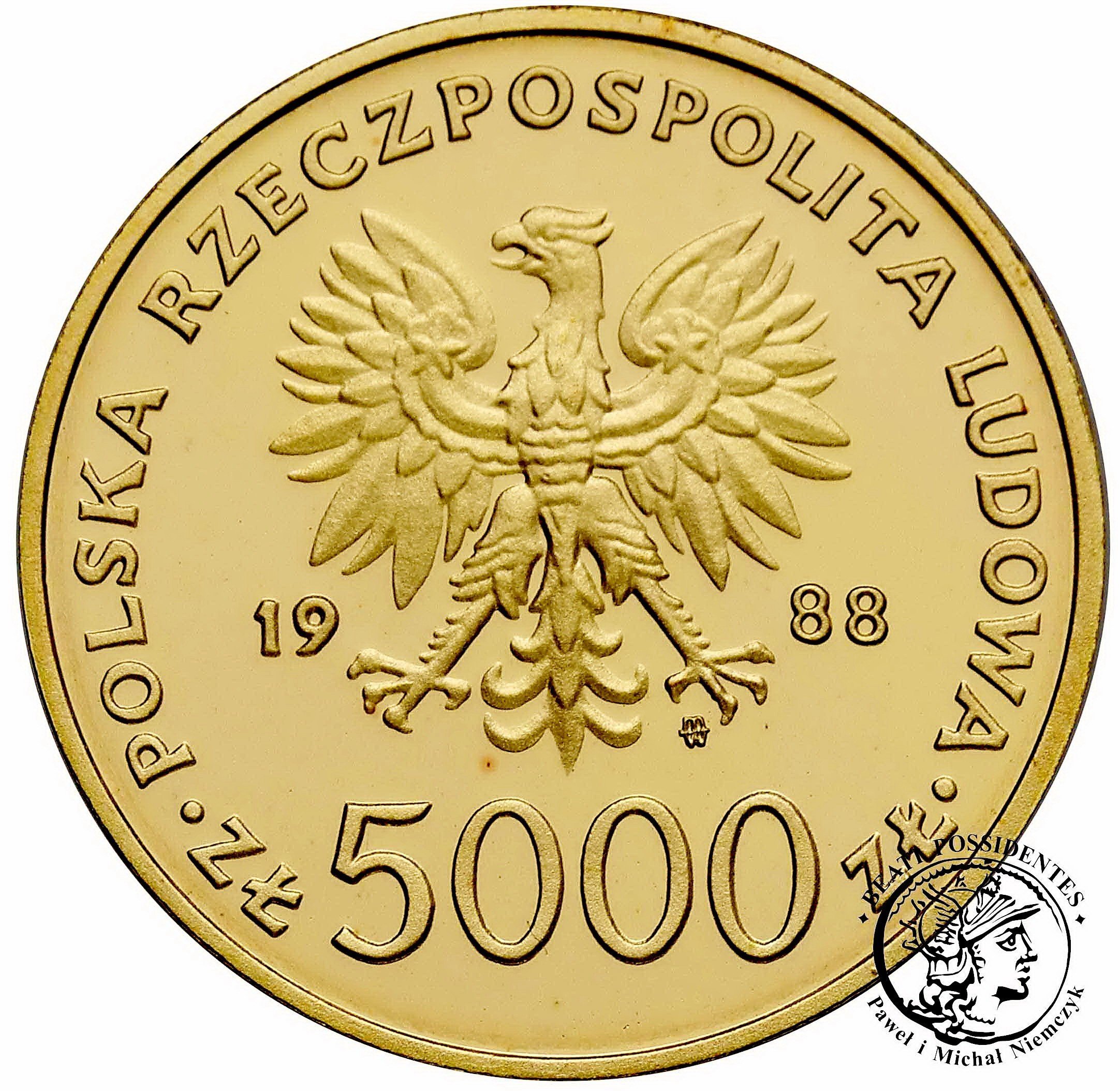 Polska 5000 złotych 1988 Papież Jan Paweł II X lat Pontyfikatu st.L/L- 