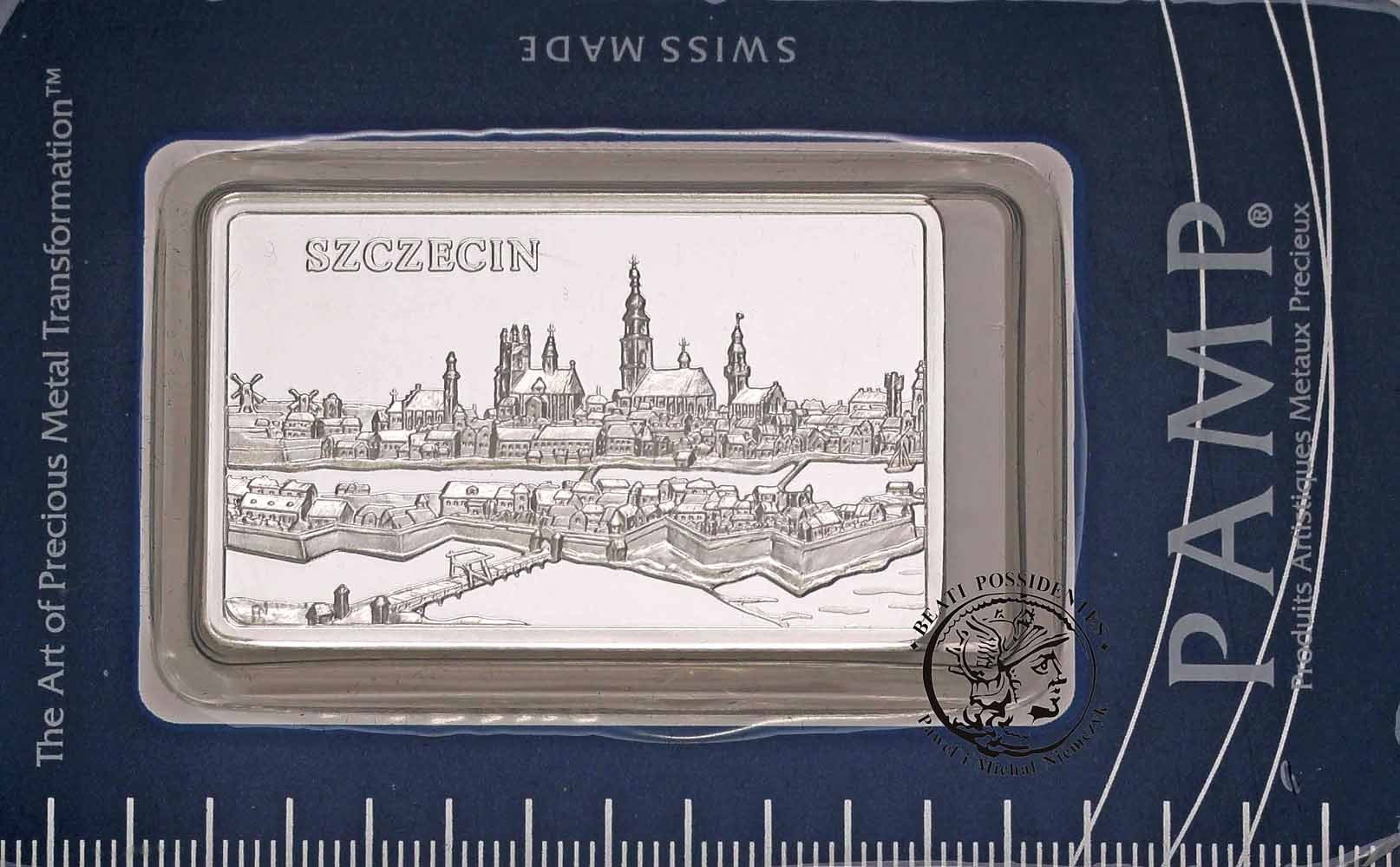 Polska sztabka 1 uncja czyste SREBRO Szczecin st.L