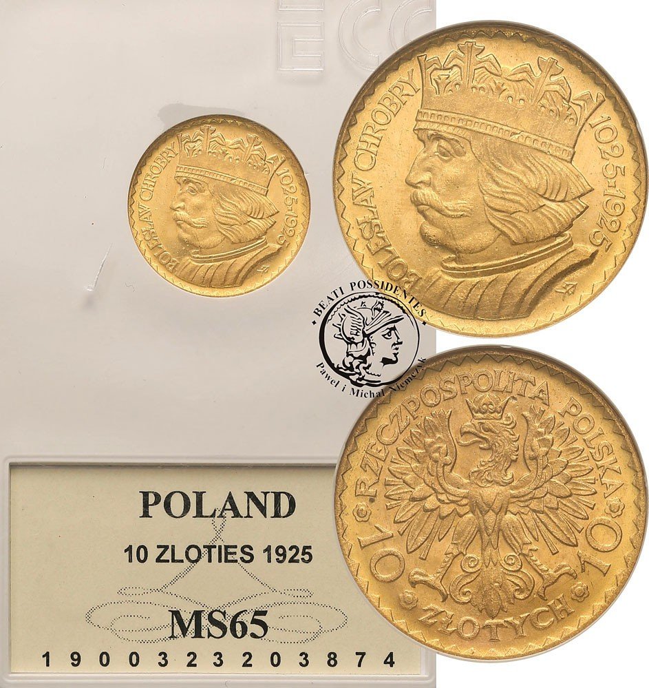 Polska II RP 10 złotych 1925 Chrobry GCN MS65
