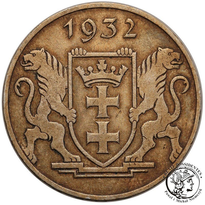 Polska Wolne Miasto Gdańsk Danzig 5 Guldenów 1932 Krantor (żuraw) st.2-