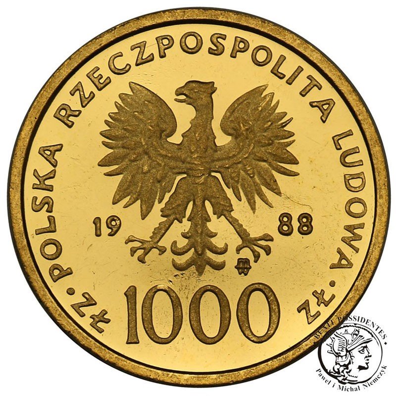 Polska 1000 złotych 1988 Papież Jan Paweł II  X lat Pontyfikatu (1/10 uncji złot