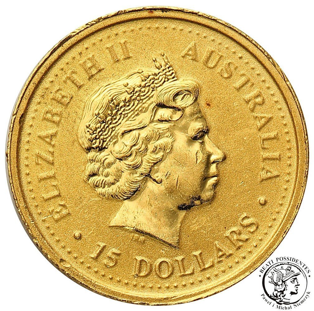 Australia 15 dolarów 2007 świnia 1/10 uncji złota st.1