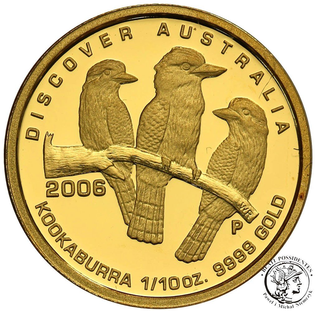 Australia 15 dolarów 2006 Kookaburra 1/10 uncji złota st.L