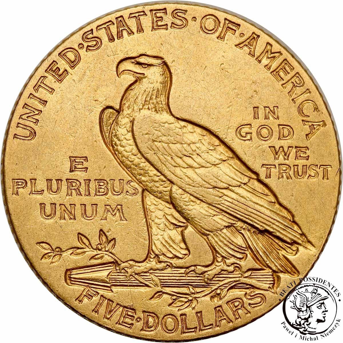 USA 5 dolarów 1908 Philadelphia Indianin st. 2+