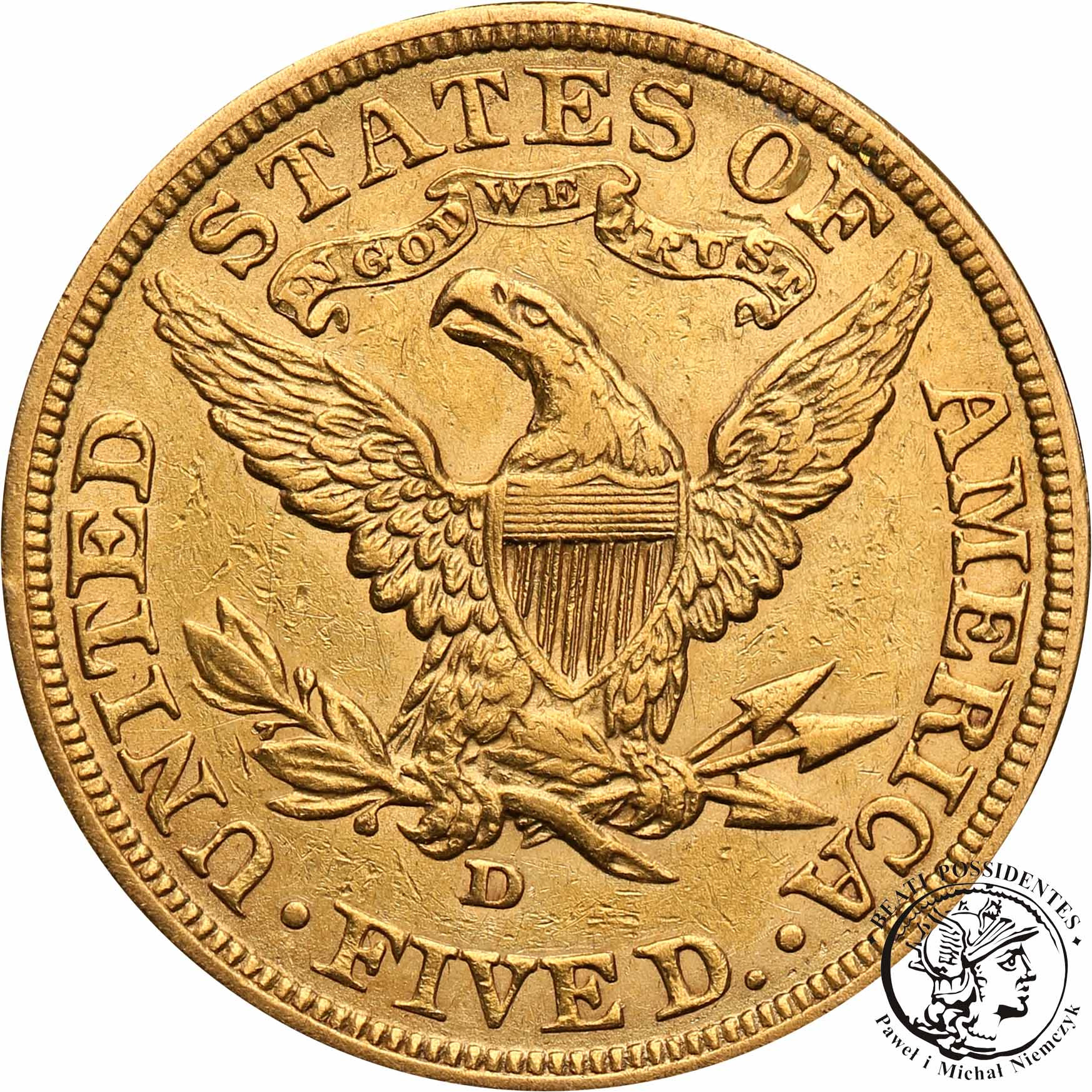 USA 5 dolarów 1907 D Denver st. 2
