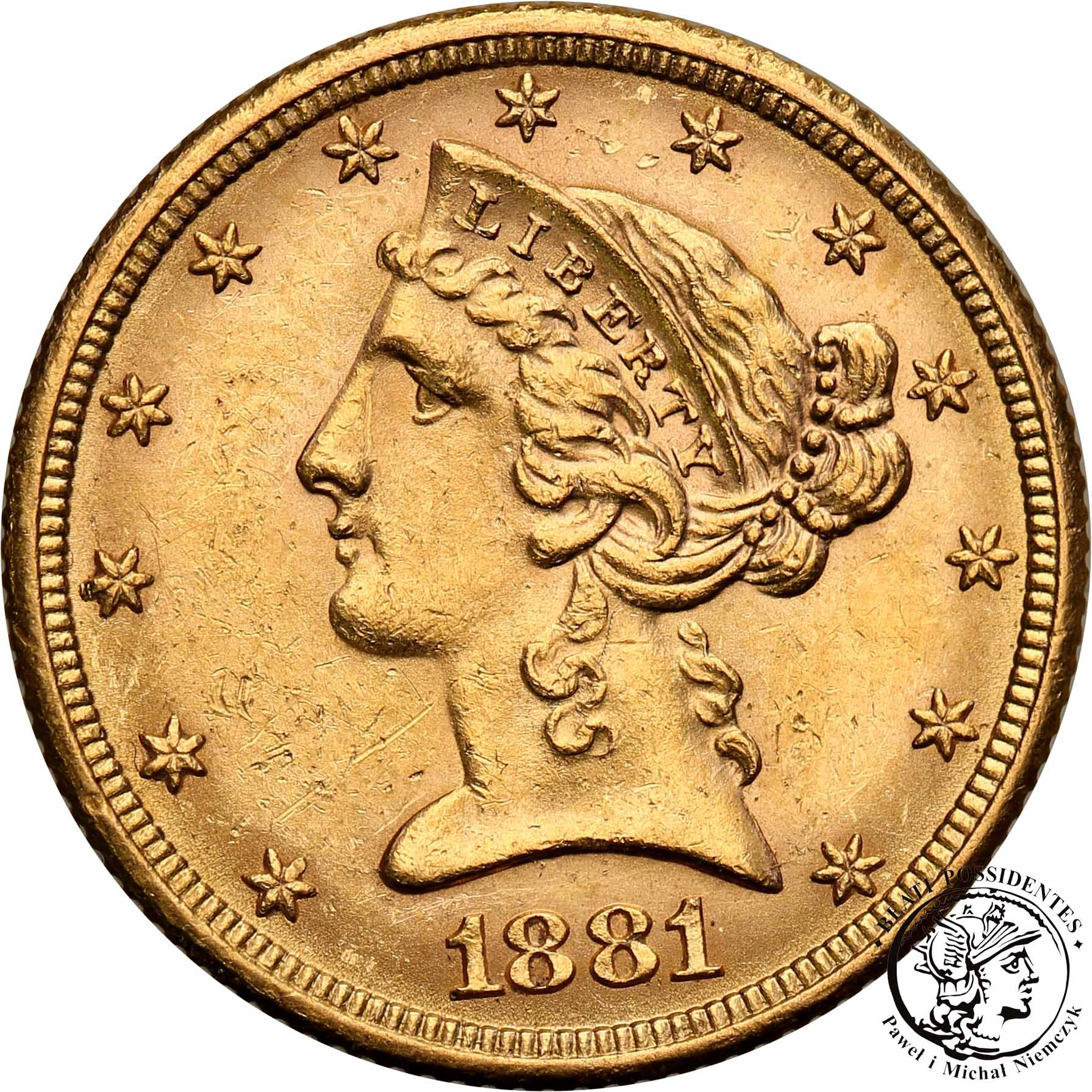 USA 5 dolarów 1881 Filadelfia st. 1- PIĘKNE