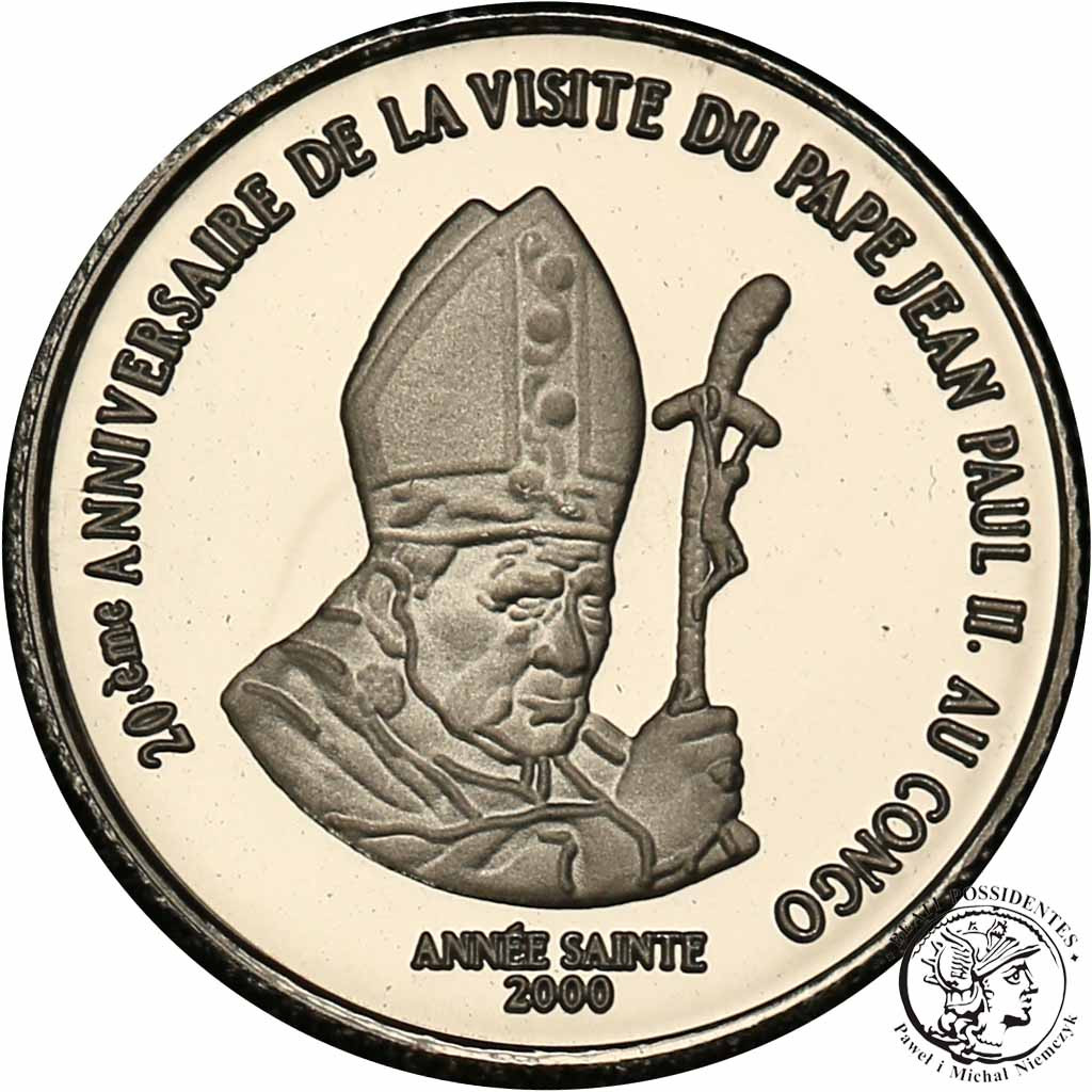 Kongo 20 Franków 2000 Jan Paweł II 1/25 uncji PLATYNA st. L