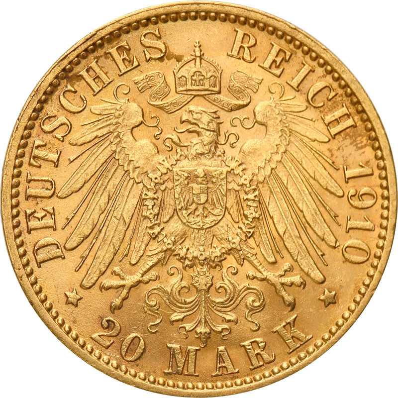 Niemcy Prusy 20 Marek 1910 J Hamburg Wilhelm II st.2