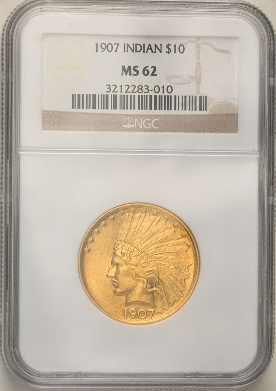 USA 10 dolarów Indianin 1907 NGC MS62