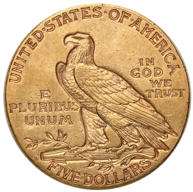 USA 5 dolarów 1909 D (Denver) Indianin st.2