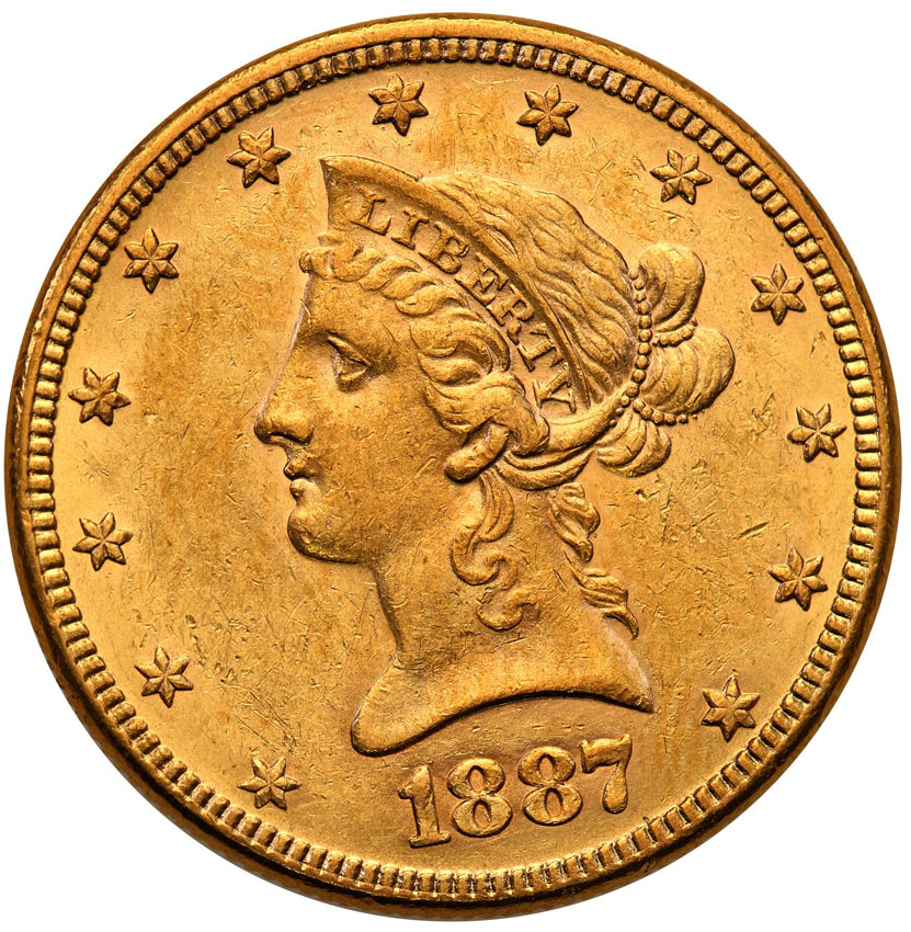 USA 10 $ dolarów 1887 Philadelphia st.1/1- RZADKA
