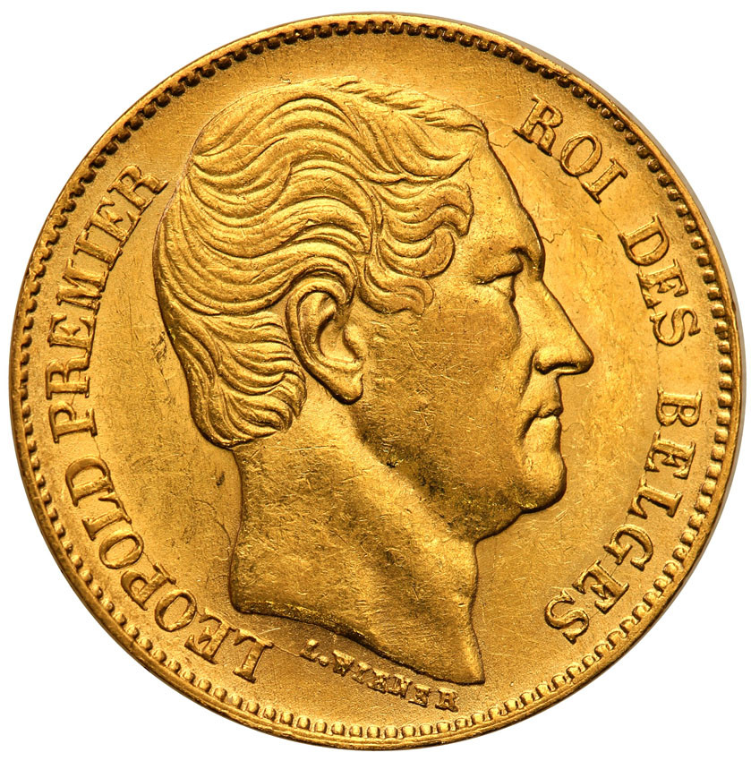 Belgia 20 Franków 1865 Leopold I st.1- PIĘKNE
