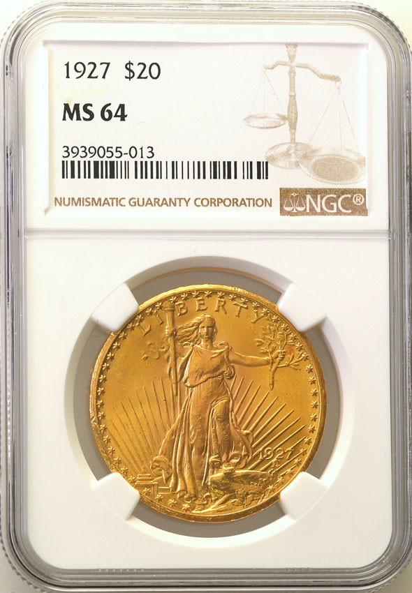 USA 20 dolarów 1927 Filadelfia NGC MS64