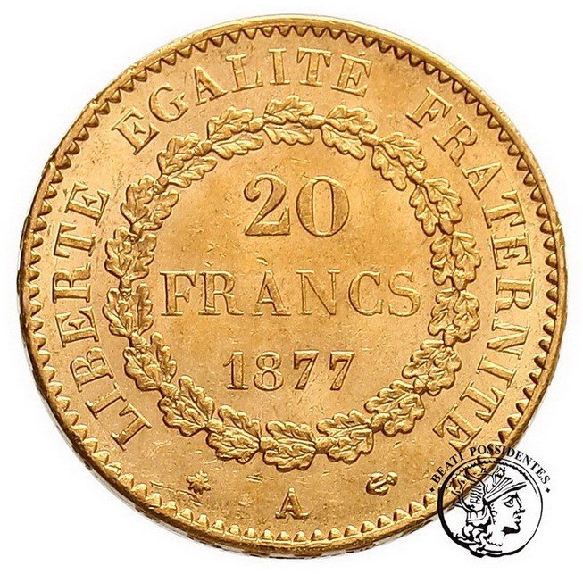 Francja 20 Franków 1877 A III Republika st.1-