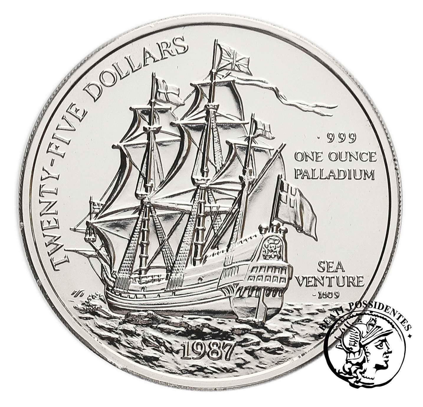 Bermudy Elżbieta 25 $ dolarów Pallad 1 Oz Pd 999 st. 1