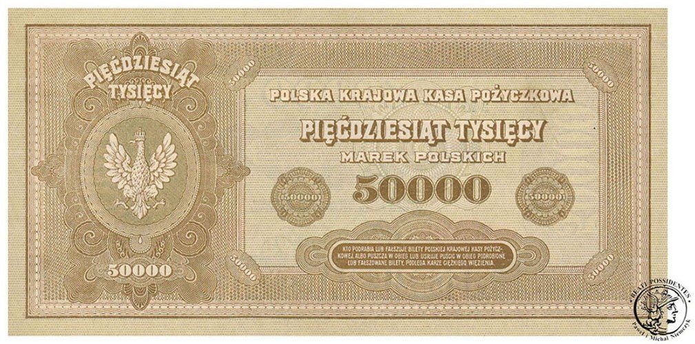 Banknot 50000 marek polskich 1922 - ser. T - st.1- (UNC-)