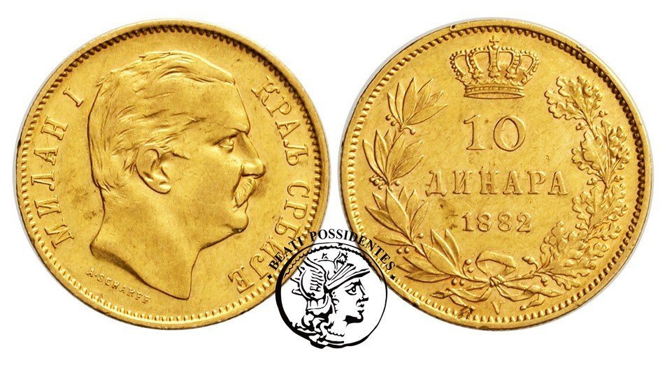 Serbia 10 Dinarów 1882 st. 2-