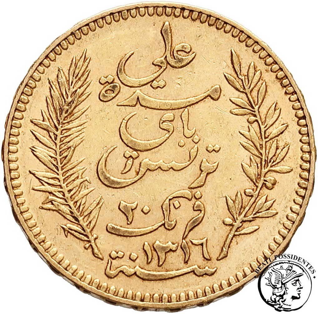 Tunezja 20 franków 1899 kolonia francuska st. 3+