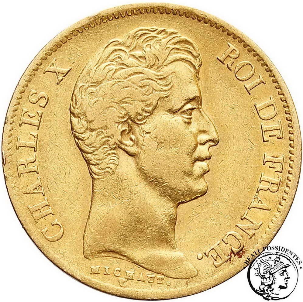Francja Karol X 40 franków 1830 A-Paryż st. 3/3+