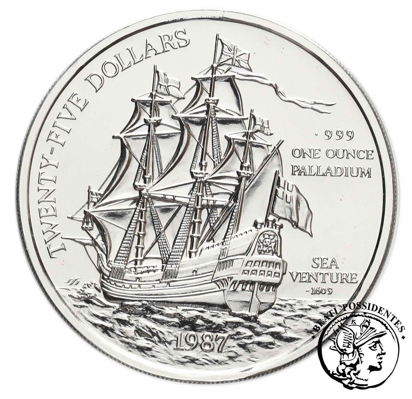 Bermudy Elżbieta 25 $ dolarów Pallad 1 Oz Pd 999 st. 1