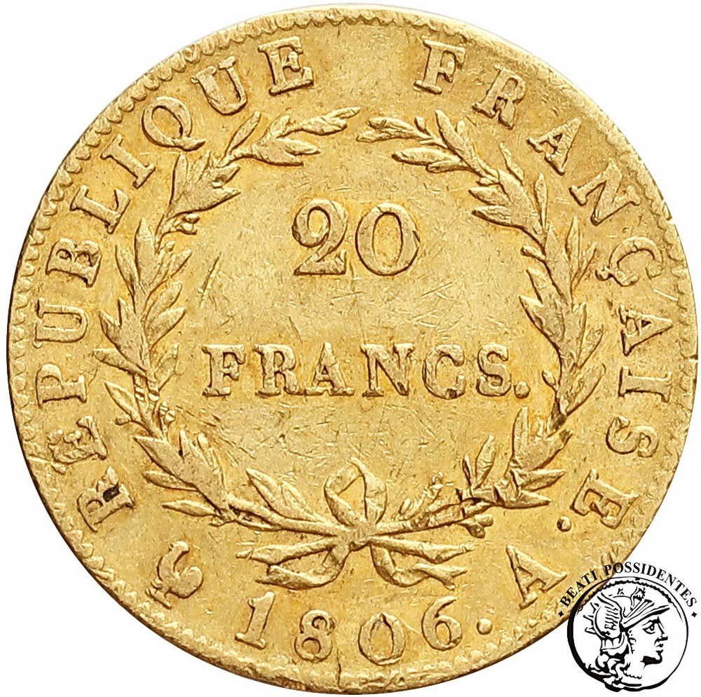 Francja Napoleon Bonaparte 20 Franków 1806 A st.3