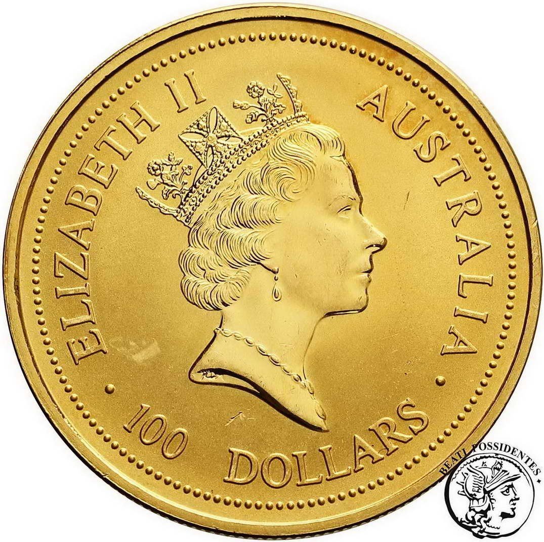 Australia Elżbieta II 100 Dolarów 1994 kangur 1 Oz st. L-/L
