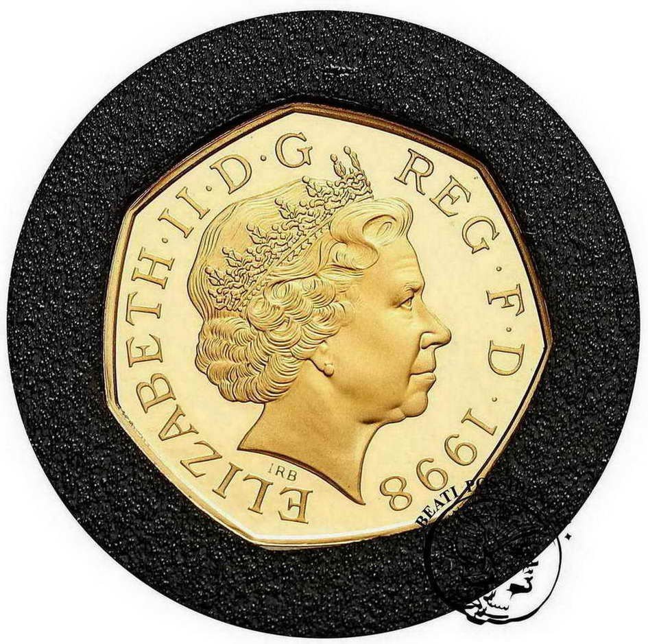 Wielka Brytania 50 centów 1998 Au lustrzanka st. L