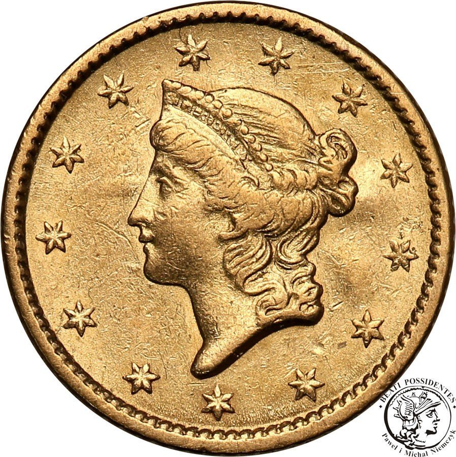 USA 1 dolar 1852 Philadelphia PIĘKNY st.1/1-