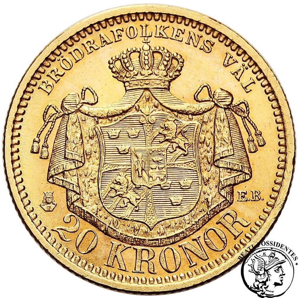 Szwecja Oscar II 20 koron 1902 st. 1-