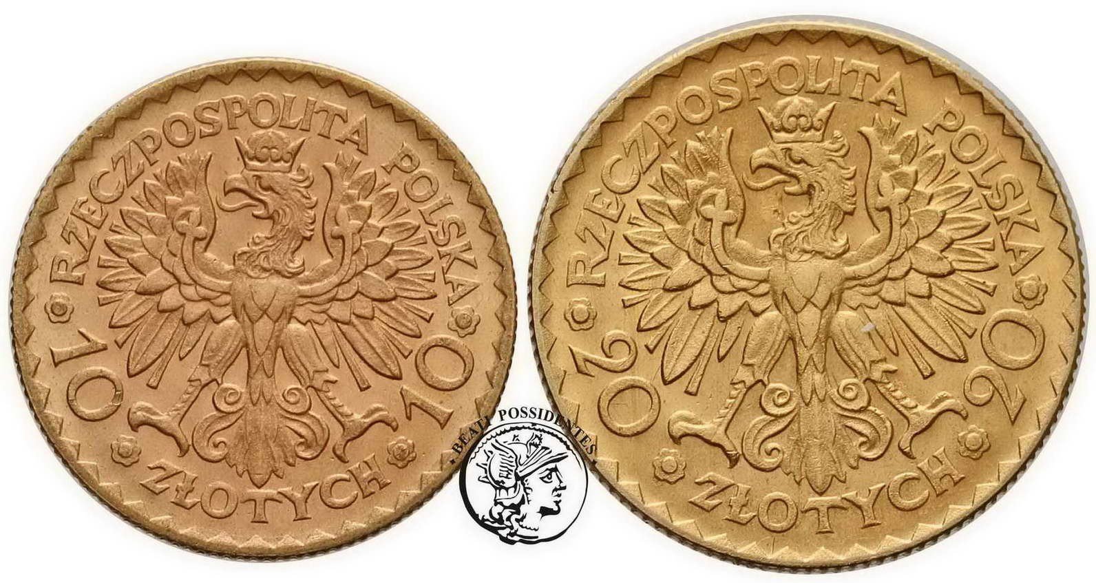Polska II RP Zestaw 10 + 20 złotych 1925 Chrobry st. 1-/2+